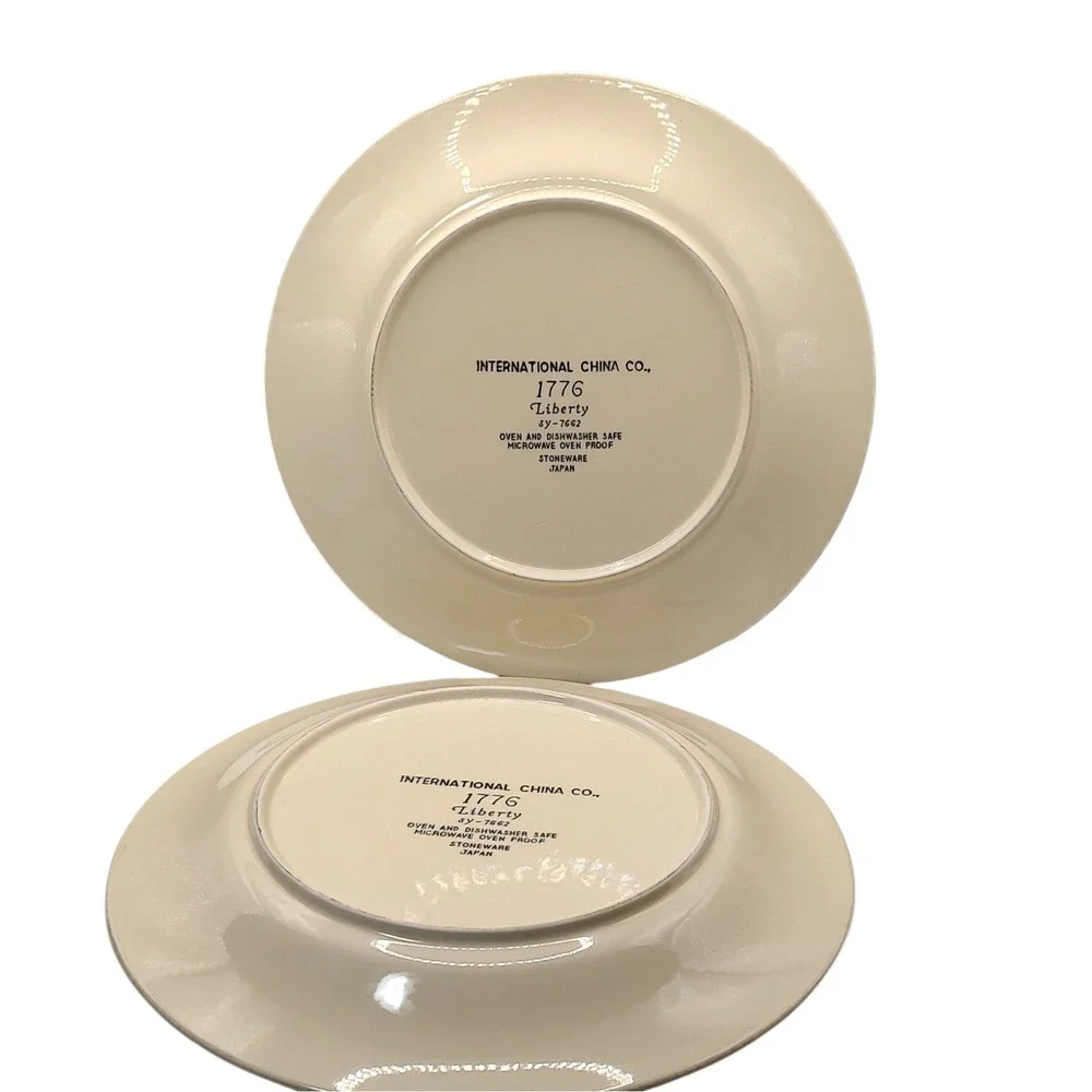 International China Dinner Plate 1776 Liberty Brown Stoneware 70s Set of Two SEE